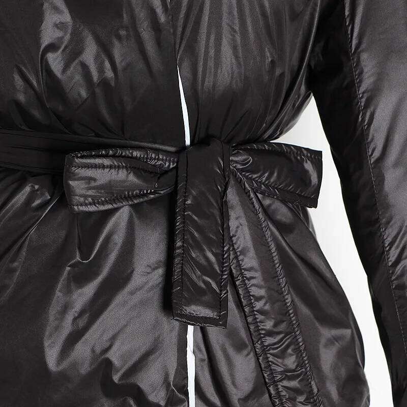 Winter Long Double Sided Use Jackets Parka Female Thick Knee Length Outwears Women White Duck Down Lace Up Warm Jacket