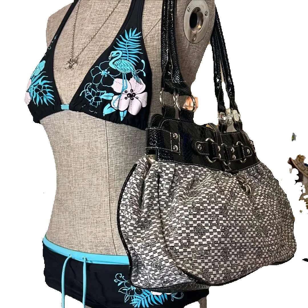 Retro floral print cute 2 sets of bikini 2000s sexy women's fashionable camisole shoulder strap swimsuit high street beach women