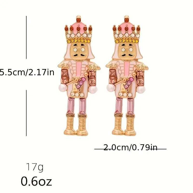 Creative Cute Nutcracker Earrings Exaggerated Alloy Rhinestone Nutcracker Soldier Earrings for Women Christmas Jewelry J251110