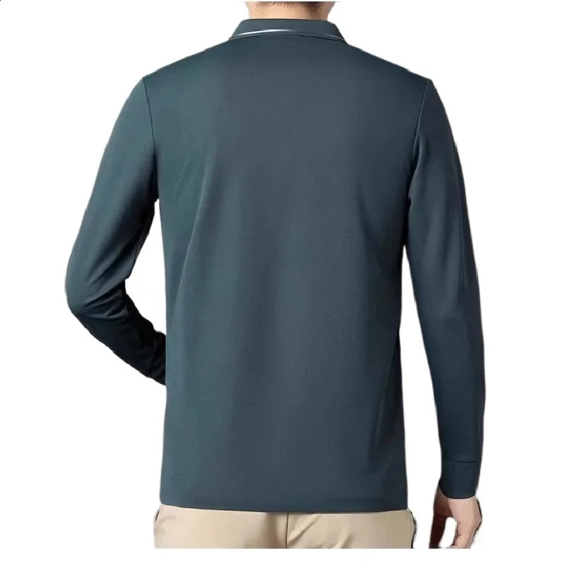 Embroidered mens long sleeved ice silk cotton selling polo shirt autumn business casual breathable mens polo shirt 250407