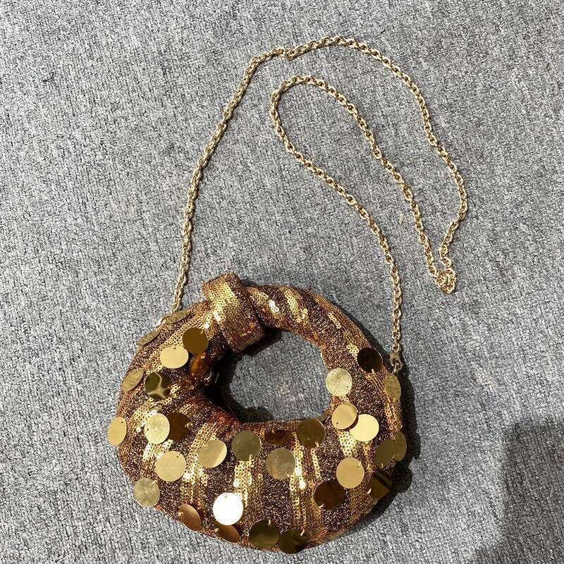 Mini Puffer Evening Bags For Women Luxury Designer Handbags Purses 2025 New In PVC Mosaic Shiny Disc Chain Strap Wrist Shoulder