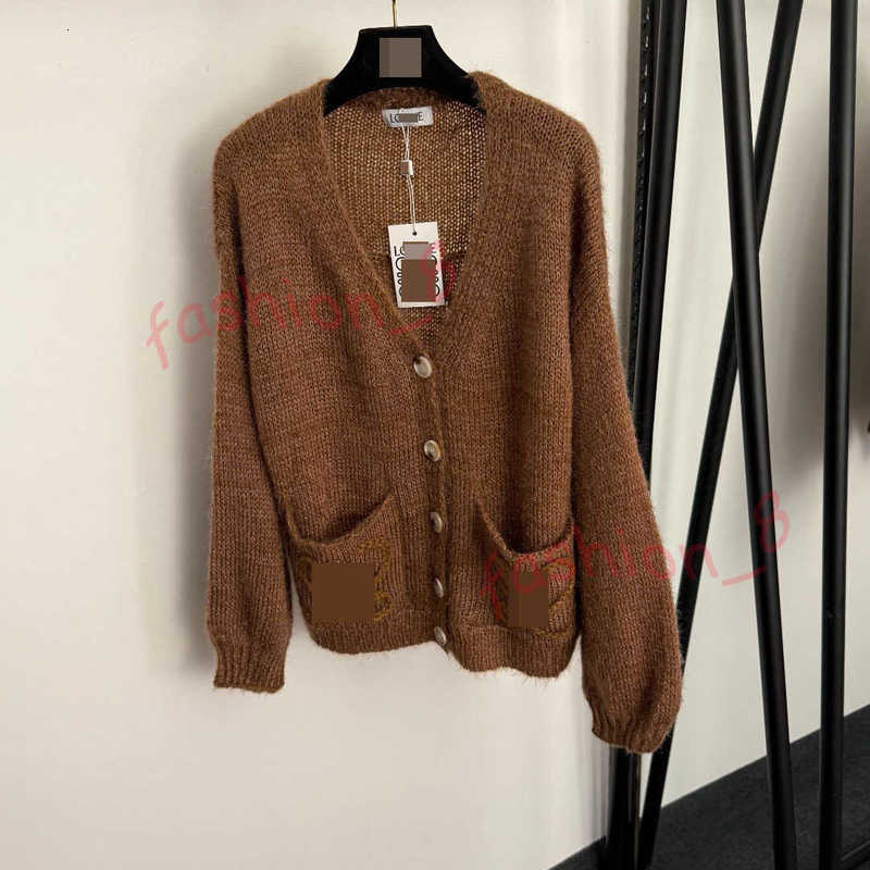 Designer Women's Sweaters High-End Women's Back Three-Dimensional Large Embroidery V-Neck Long Sleeve Lazy Mohair Knitted Cardigan