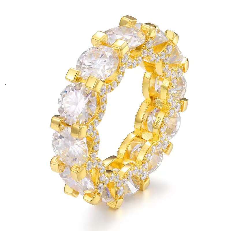Fine Engagement Jewelry 18k Gold Plated 925 Sterling Silver Vvs Moissanite Diamond Wedding Ring for Men Women