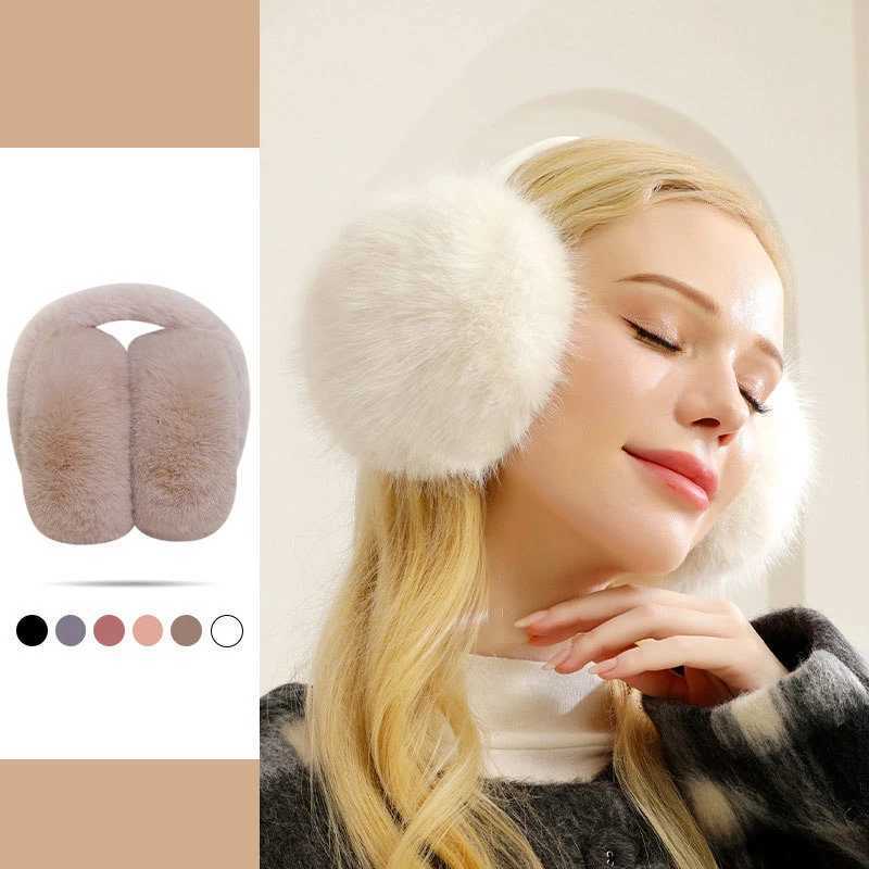 1PC Winter Solid Color Plush Ear Warmer Women Thickened Warm Earmuff Ear Cover Outdoor Cold Protection Ear-Muffs Folding Earflap W251110