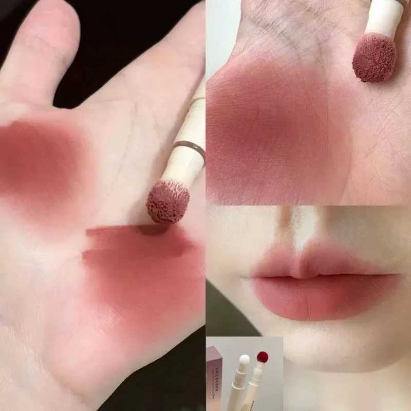 Fluffy Velvet Soft Lip Glaze Liquid Lipstick Cream Nude Matte Rose Red Pigment Waterproof Long Lasting Dye Cheek Lip Tint PasteT251110