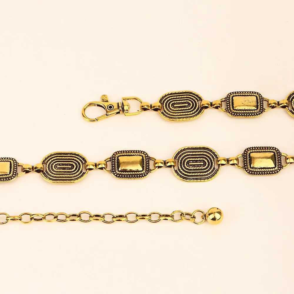 1 piece of old gold punk hip-hop metal belt with thick chain X250410