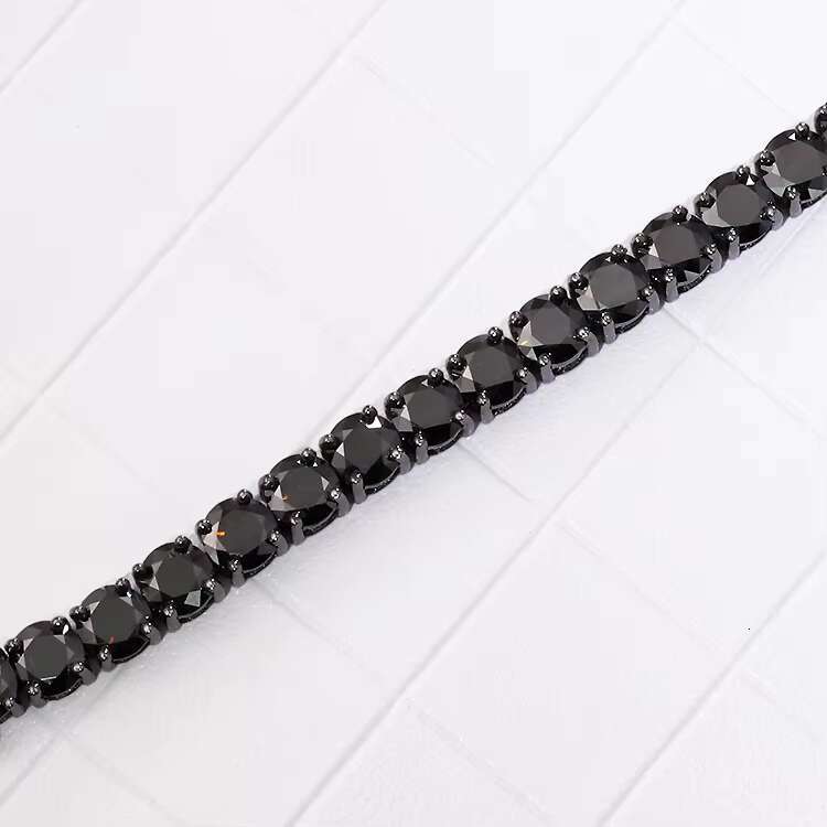 Fashion Jewelry 6MM Wide Chain GRA Certificate Color Black VVS Moissanite Diamond 925 Sterling Silver Tennis Chain