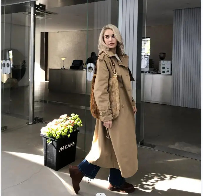 n for Womens Fashion Cotton Trench Coat in Autumn Windproof Machine 250410