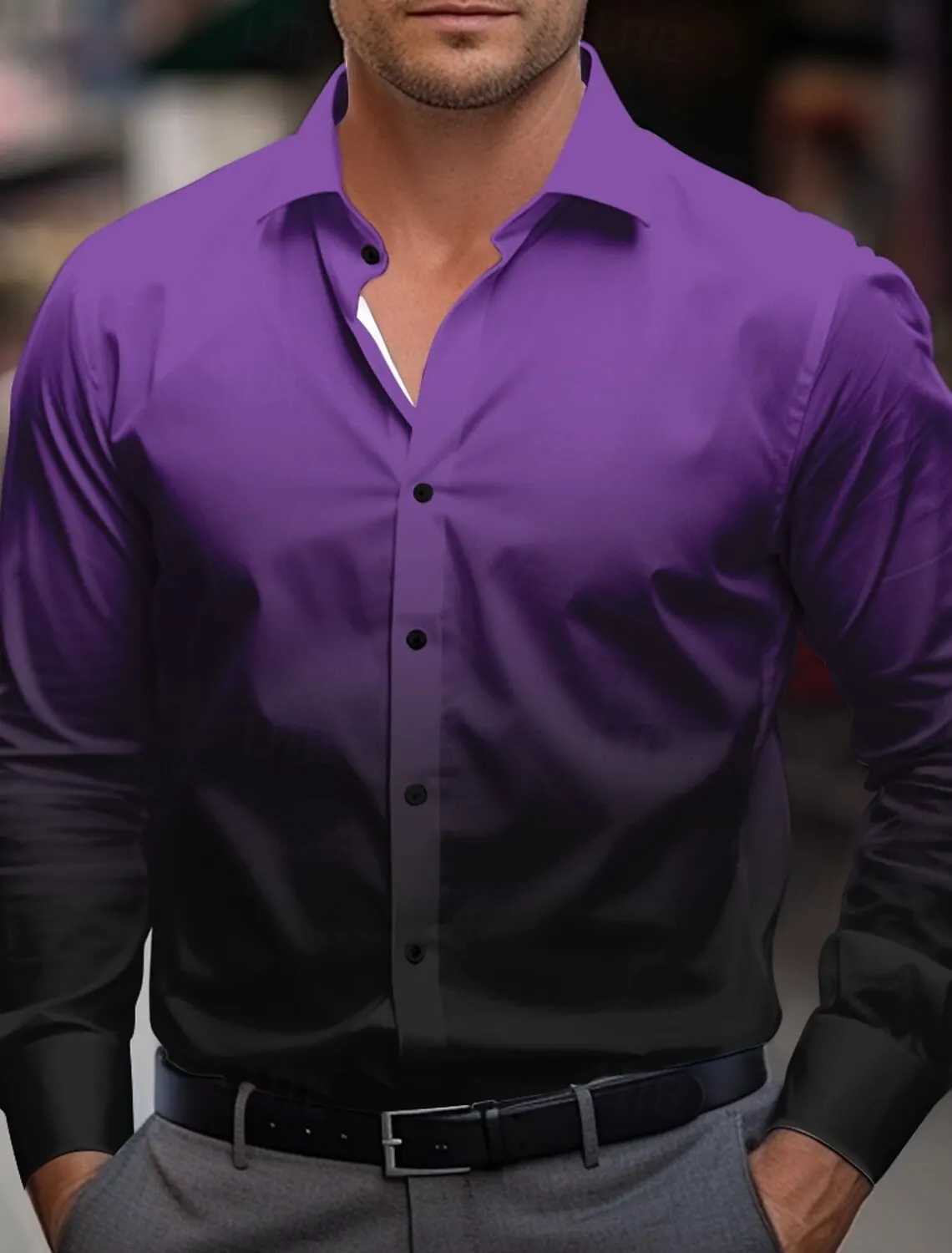 Mens Dress Shirt Button Up Shirt Gradient Business Long Sleeve Shirt Collar Fall Winter Clothing Apparel Button Up shirts K251110