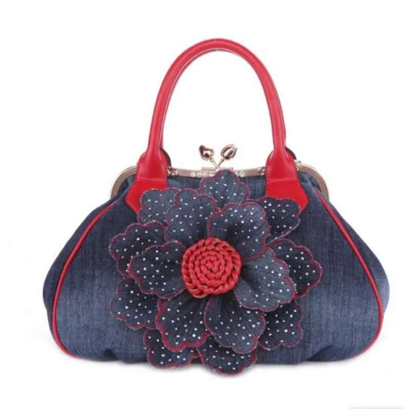 New fashion women's large capacity handbag high-quality wer denim dia-studded cross-body bag for women