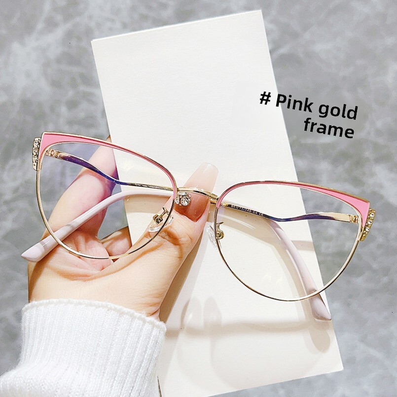 Cross-Border New Cat Eye Fashion Trend High-End Feel Non-Prescription Radiation Protection Versatile Women's Blue Light Blocking Glasses