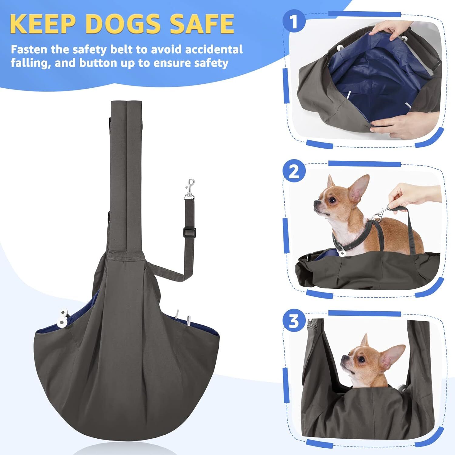 slowton dog strap strap thick padded adjustable shoulder strap for small dogs suitable for carrying wallets with small dogs front zipper pocket machin