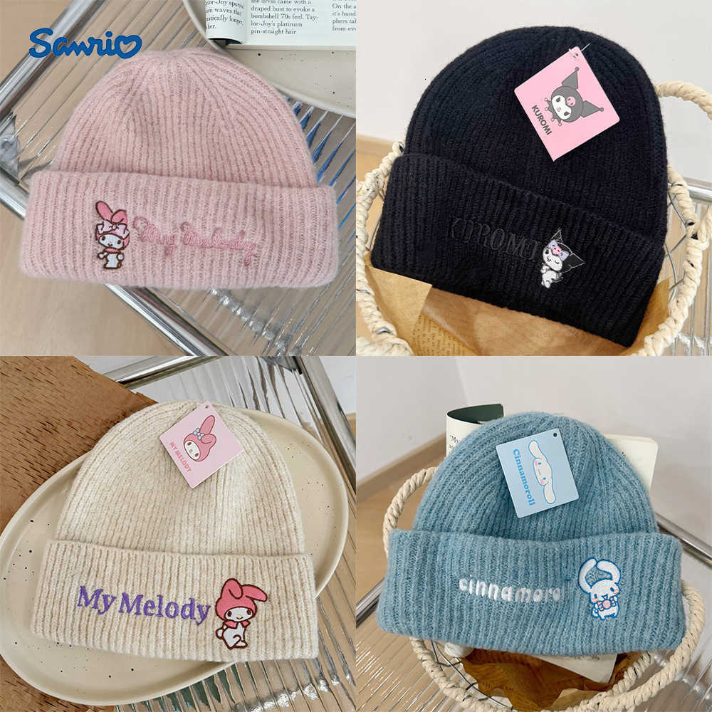Sanrio Genuine Childrens Hat Autumn Winter Kuromi Knitted Hat Boys Girls Baby Warm Pullover Knit Hat H251110