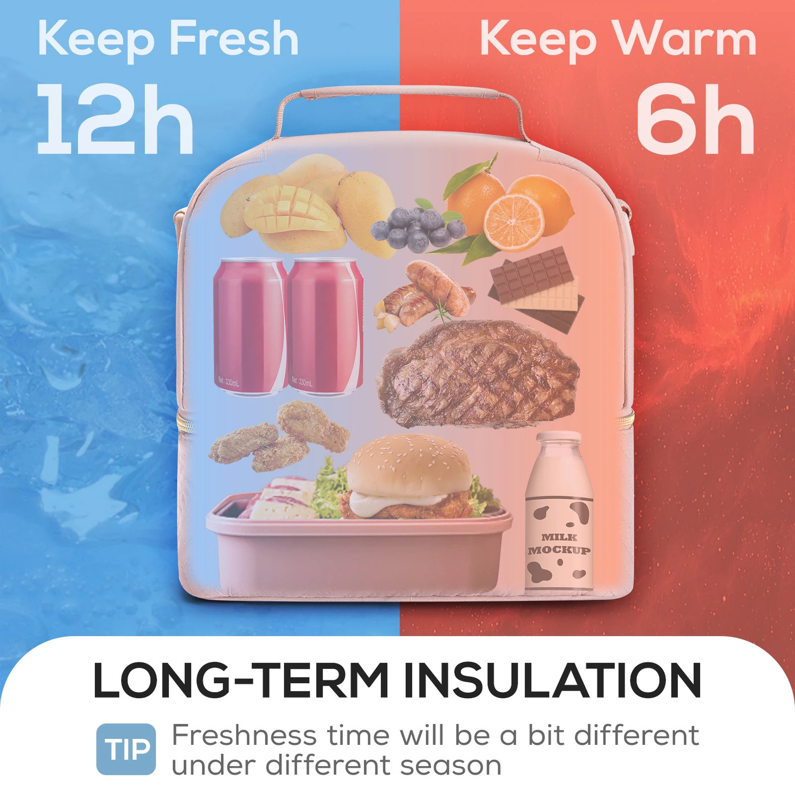 TOURIT Lunch Bag Womens Cooler School Picnic Food Insulation Box Durable Waterproof Adult 250401