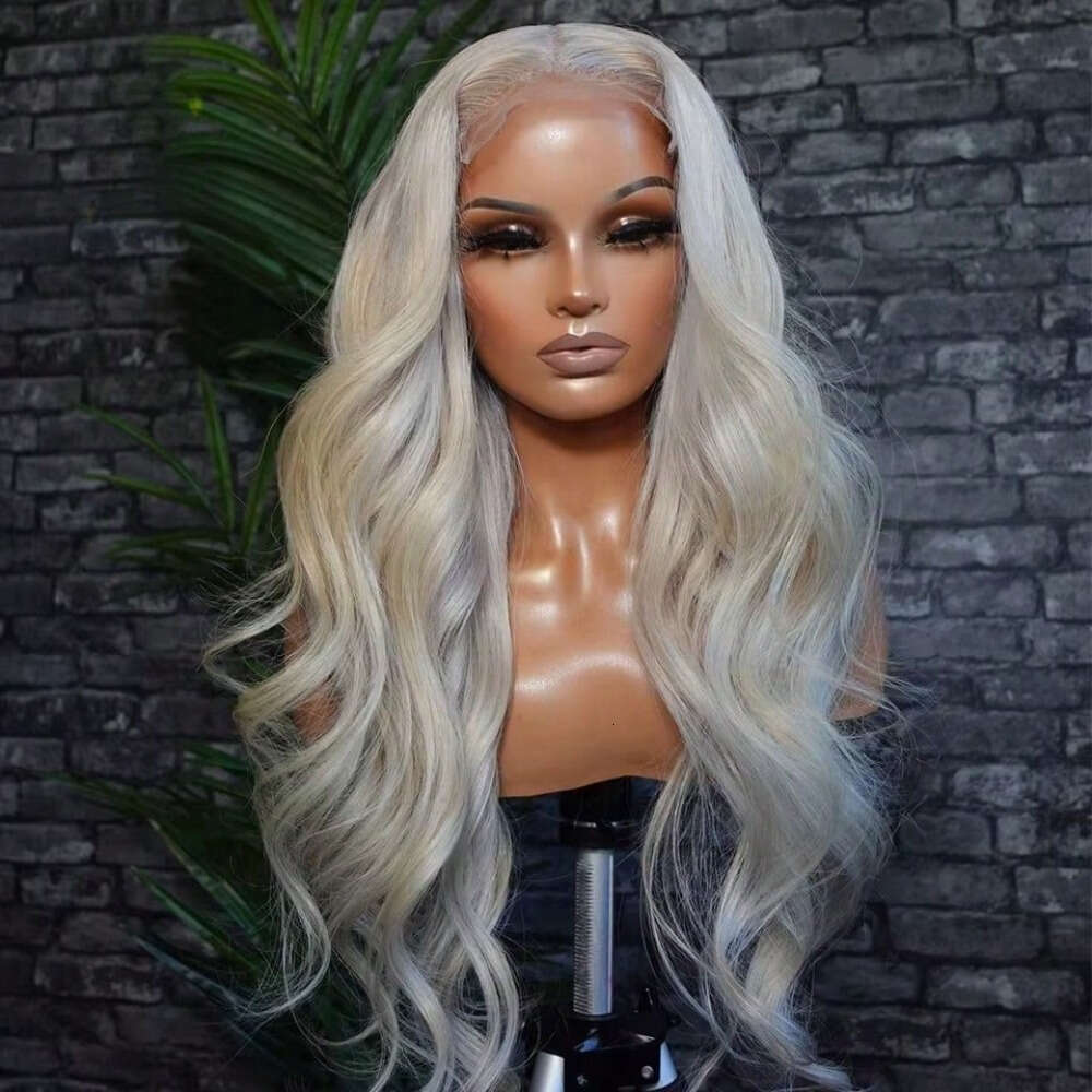 13X4 Platinum Transparent Colored Frontal With Baby 40 Inch 200% Density Body Wave Blonde Human Hair Lace Front Wig For Women
