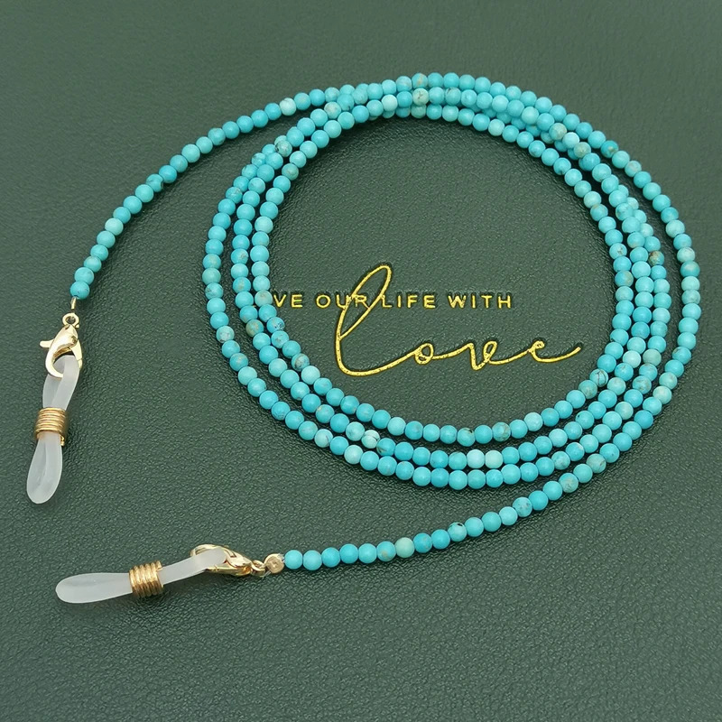 Lili Ji Blue Eyewear Chain ite Turquoise Bead Fashion Womens Outdoor Sunglasses Accessories Necklace Mask Hanging Rope 250409