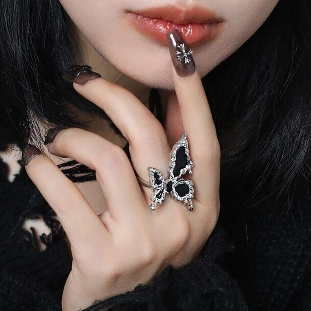 DHcollections Black Butterfly Open for Women New Chinese Style Simple High-end Index Finger Ring Niche Design Hand Jewelry Wholesale