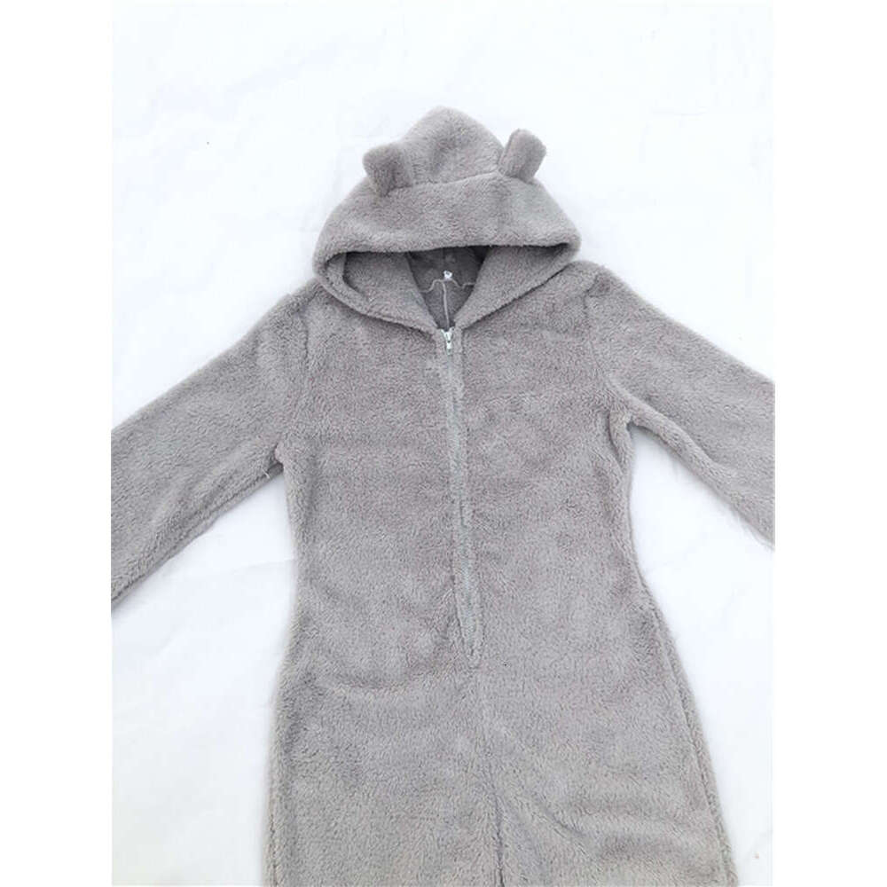 2025 New Style Autumn Winter Cross-Border Fleece-Lined Thickened Furry Jumpsuit Hooded Pajamas Parent-Child Outfit