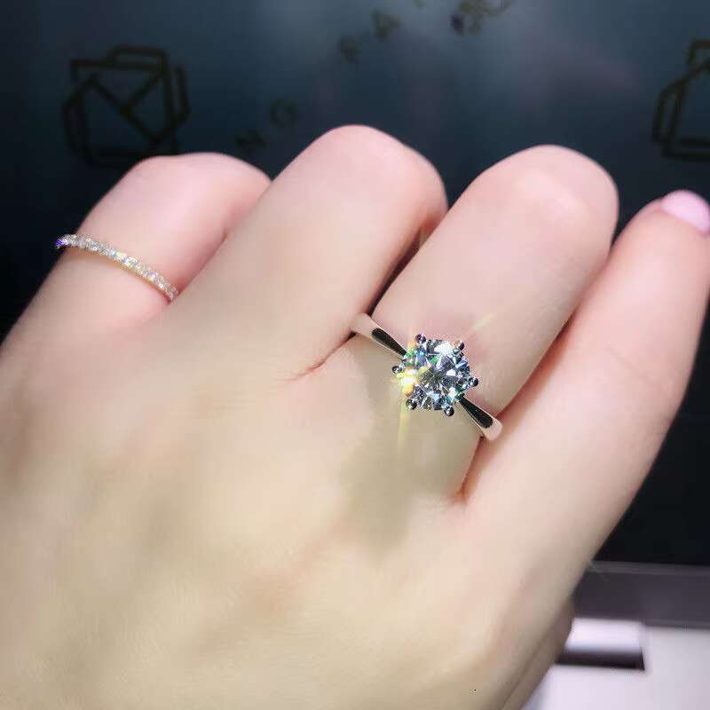 European American 1 Mosan Zircon Ring Cross-Mirror Classic Six-Claw Copper Plated Platinum Fashion Wholesale Rings