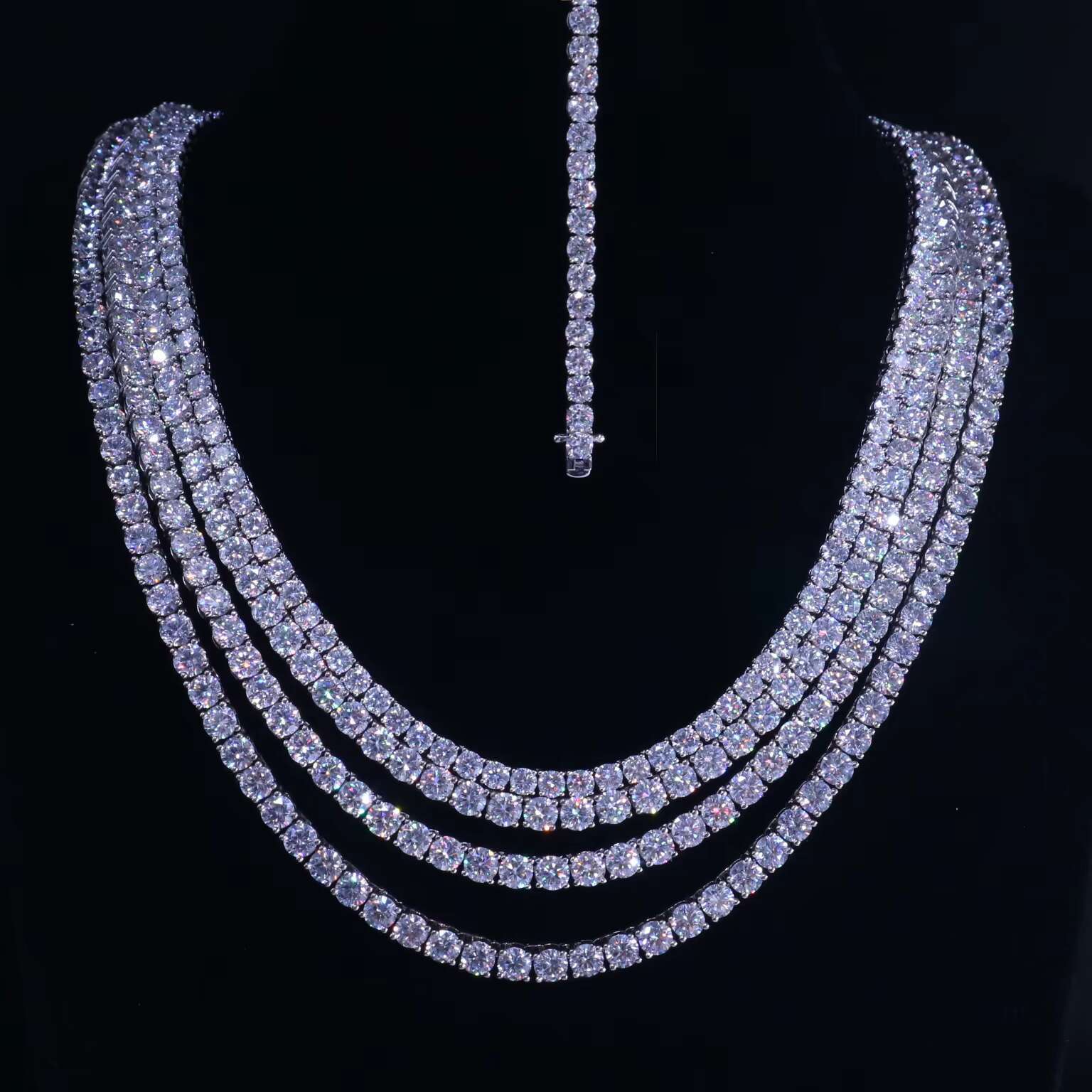 In Stock 5mm Tennis Chain Men Women 925 Silver Tennis Necklace Prong Setting Vvs Moissanite Tennis Chain