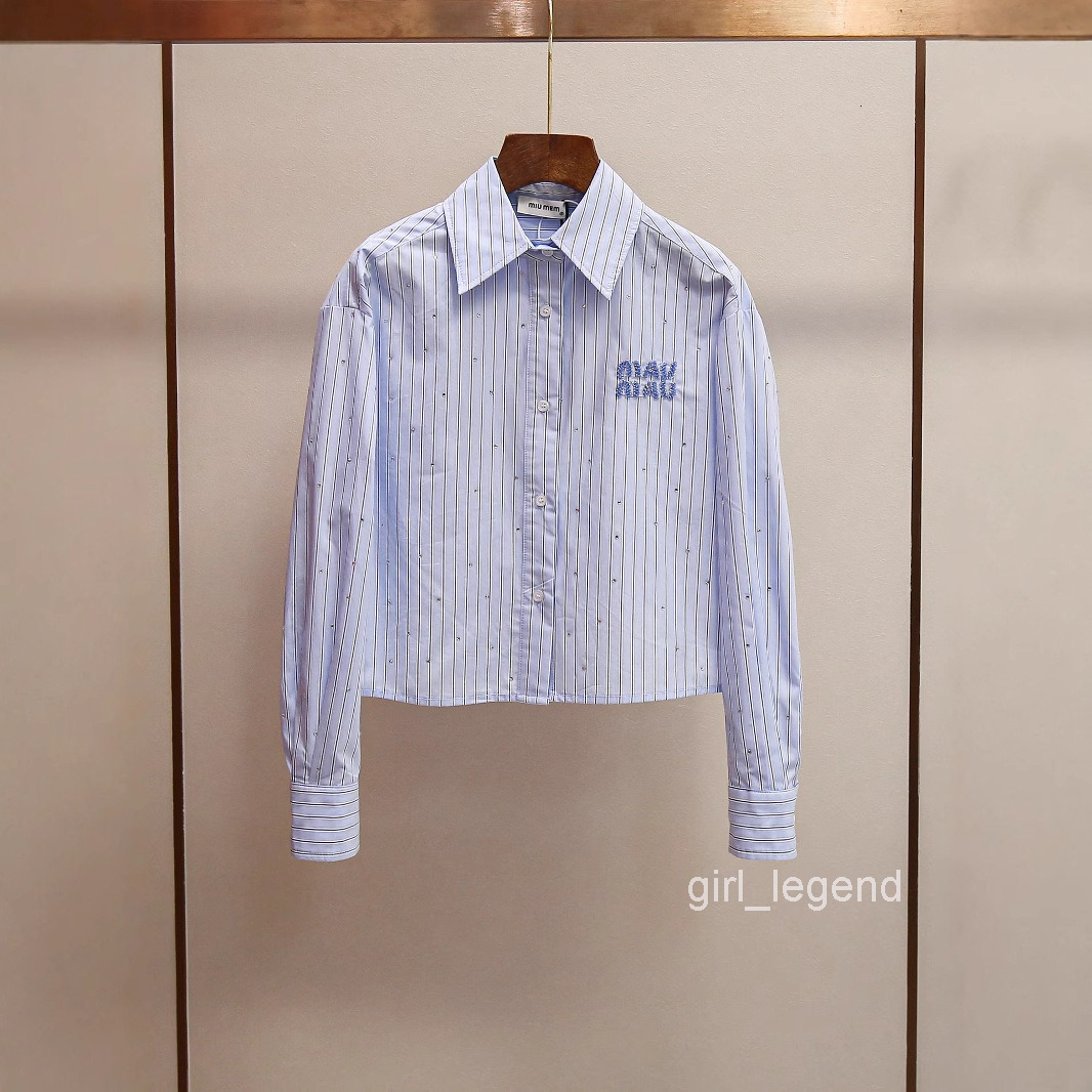 Womens Fashion Spring New Fashion French Classic Striped Short Shirt for Petite Women