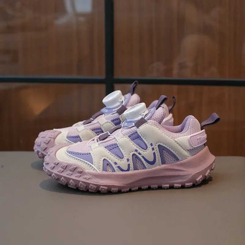 Boys Shoes 6yrs To 12yrs Fashion New Rotary Button Shoes for Kids Girls School Versatile Causal Mesh Tennis Childrens SneakersT251110