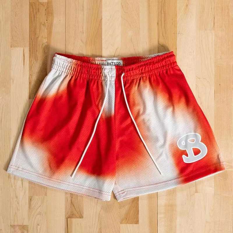 New summer pigment mixed color mesh basketball shorts for men quick drying loose sports shorts casual running beach shorts X250410