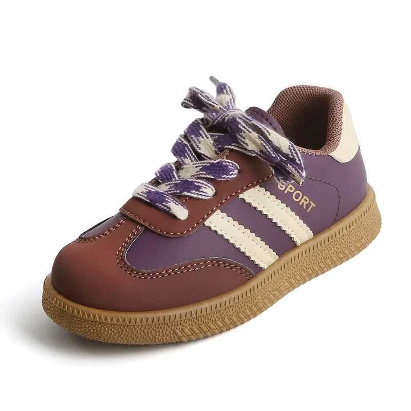 Sewing Thread Color Blocked Childrens Casual Shoes Outdoor New Fashion Kids Non Slip Soft Thick Sole Shoes Round Toe Lace UpT251110