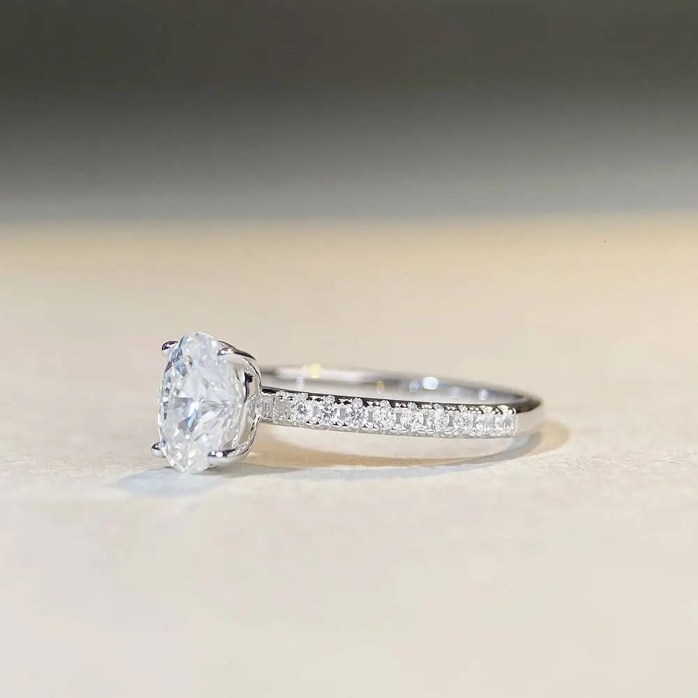 TY Classic 10 Carat Oval Cut D Color Womens Ring 18K White Gold Plated 925 Sterling Silver Engagement Wedding Band 251103