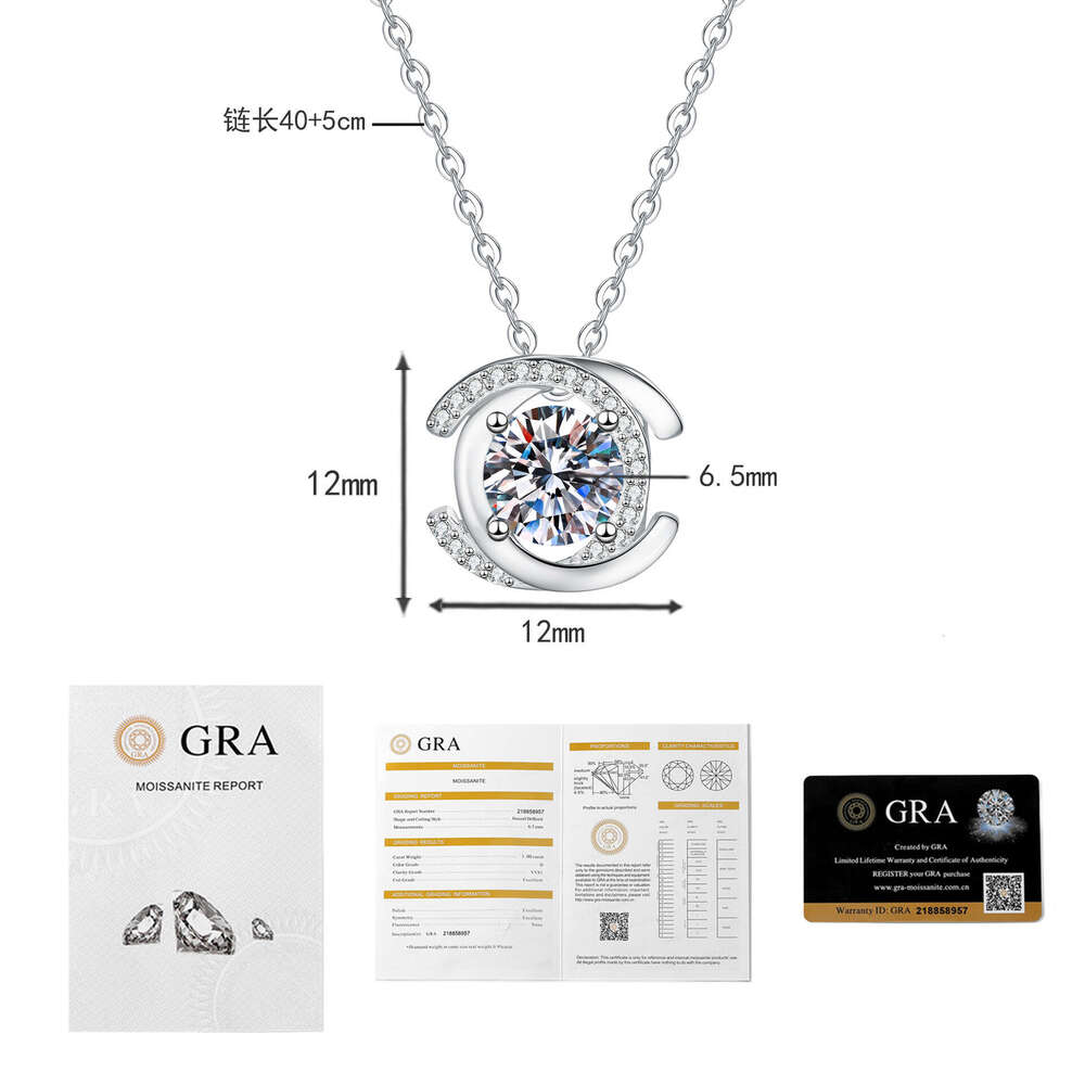 Wholesale s925 sterling silver moissanite necklace, style versatile ins style moissanite pendant