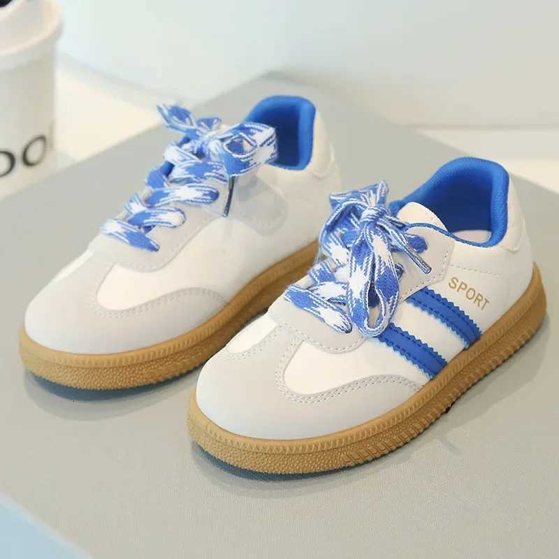 Sewing Thread Color Blocked Childrens Casual Shoes Outdoor New Fashion Kids Non Slip Soft Thick Sole Shoes Round Toe Lace UpT251110