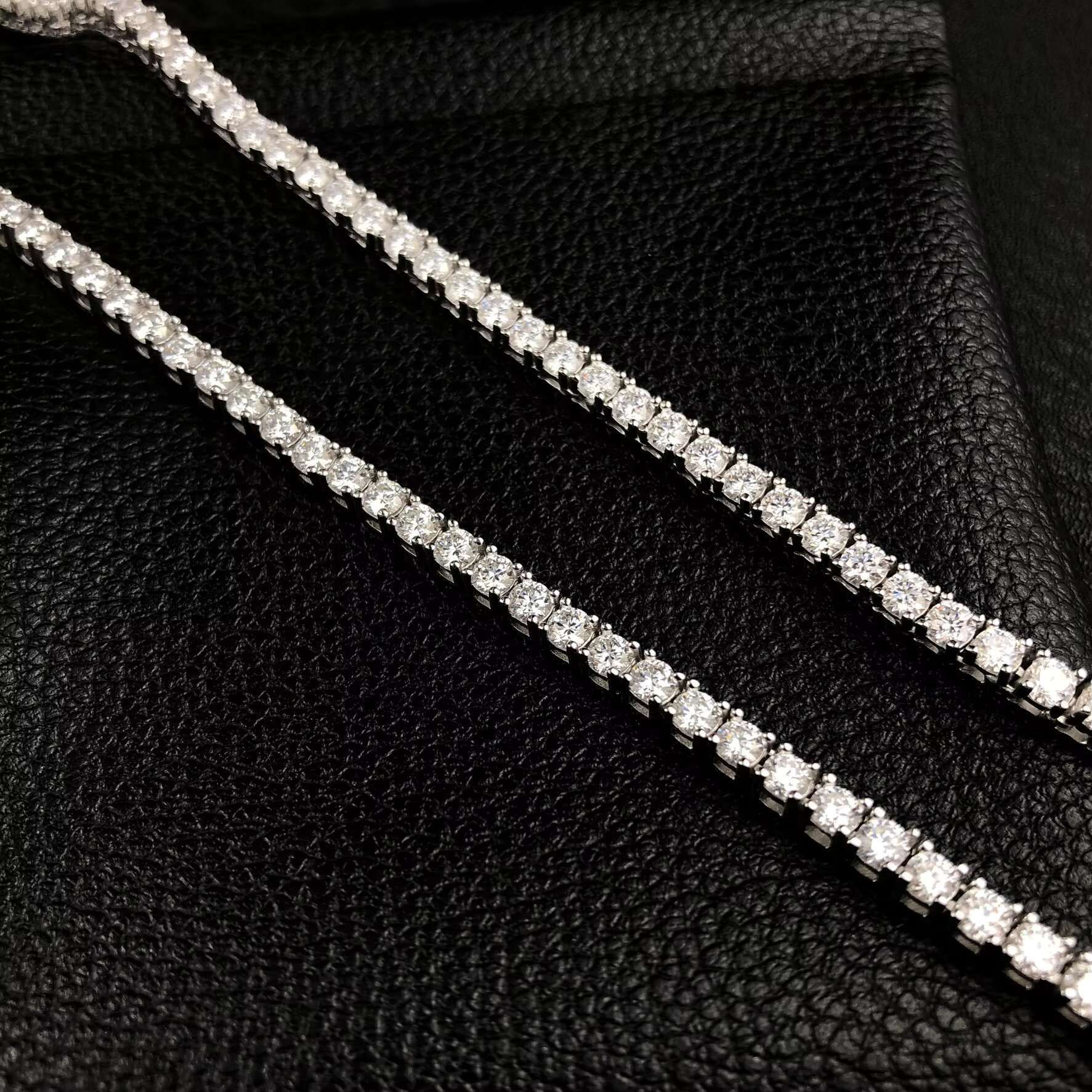 Hip Hop Jewelry 925 Sterling Silver Gold Plated VVS Moissanite Tennis Chain Necklace