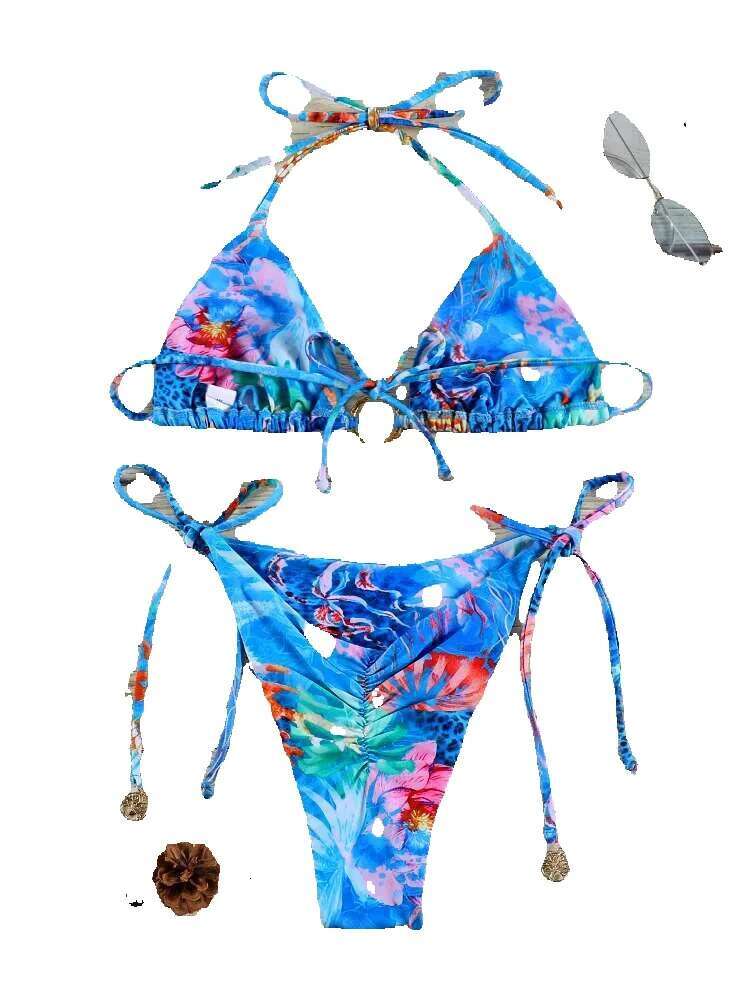 Miyouj printed sexy headband two-piece 2025 low high waist swimsuit new bikini set