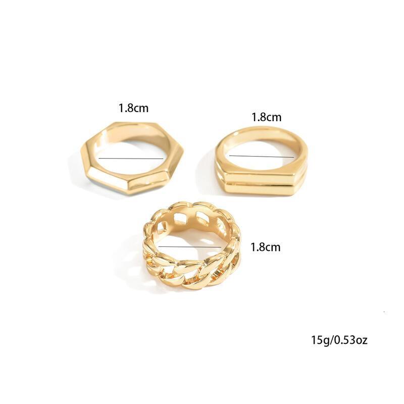 14K Gold Plated Geometric Ring Set TY
