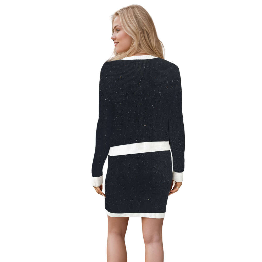 European American women's clothing 2024 hot selg knitted cardigan pocket button small fragrance style set autumn and winter new item