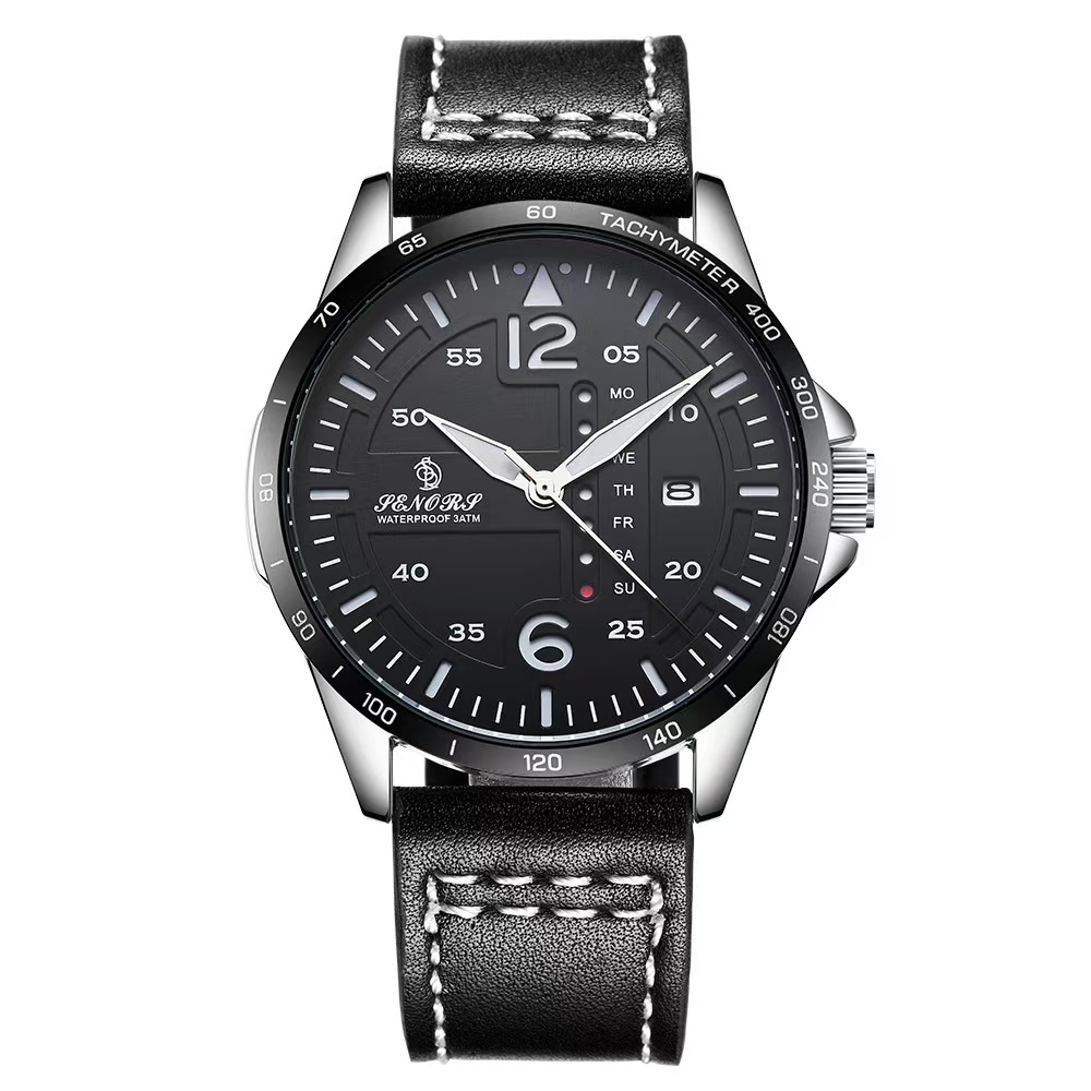 Elegant Timepiece: Unisex Designer Leather Band Caliber with Two-Tone Finish, Military Precision Accurate Hands