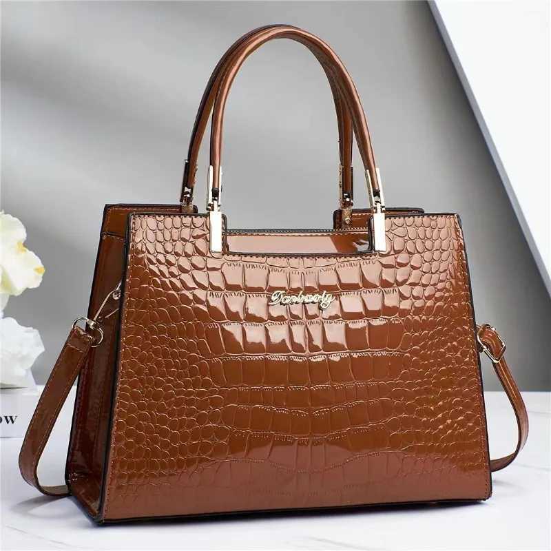 Luxury Bright Leather Ladies HandBags High-end Crocodile Messenger Bags Boston Ladies Shopping Shoulder Tote Bags Crossbody Bag K251110
