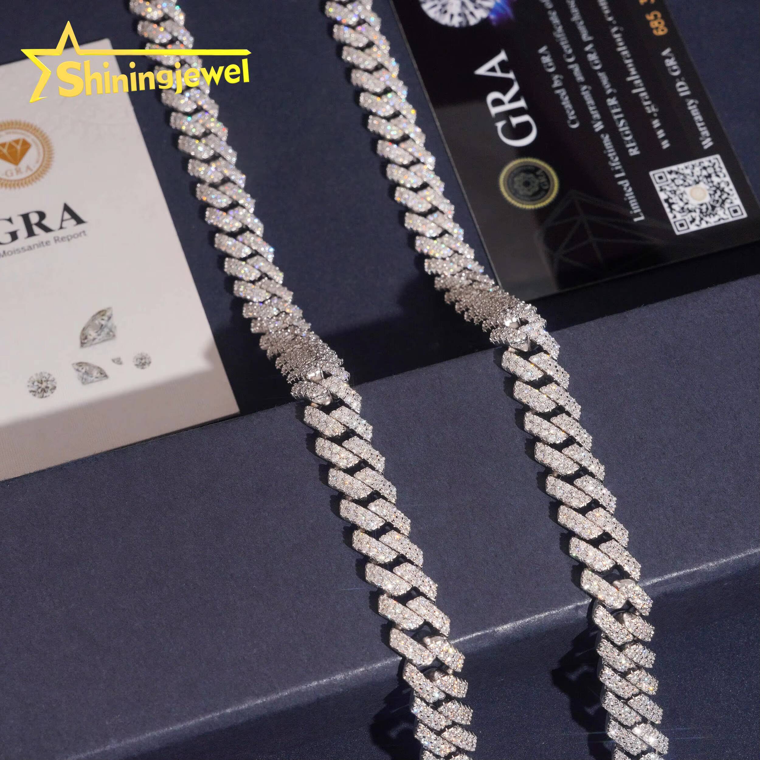 US Warehouse Local Stock Pass Diamond Tester Solid Back Hip Hop Jewelry 925 Silver 10mm VVS Moissanite Cuban Link Chain