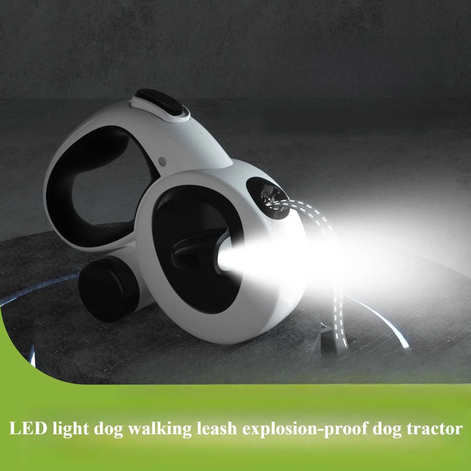 5M pet automatic retractable leash reflective dog leash LED light walking explosion-proof dog leash J251110