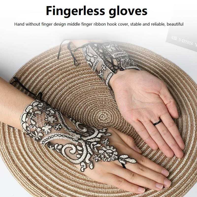 Wedding Fingerless Gloves Women Lace Black White Gloves Bride Long Gloves Elegant Mittens Accessory HLST01 L251110