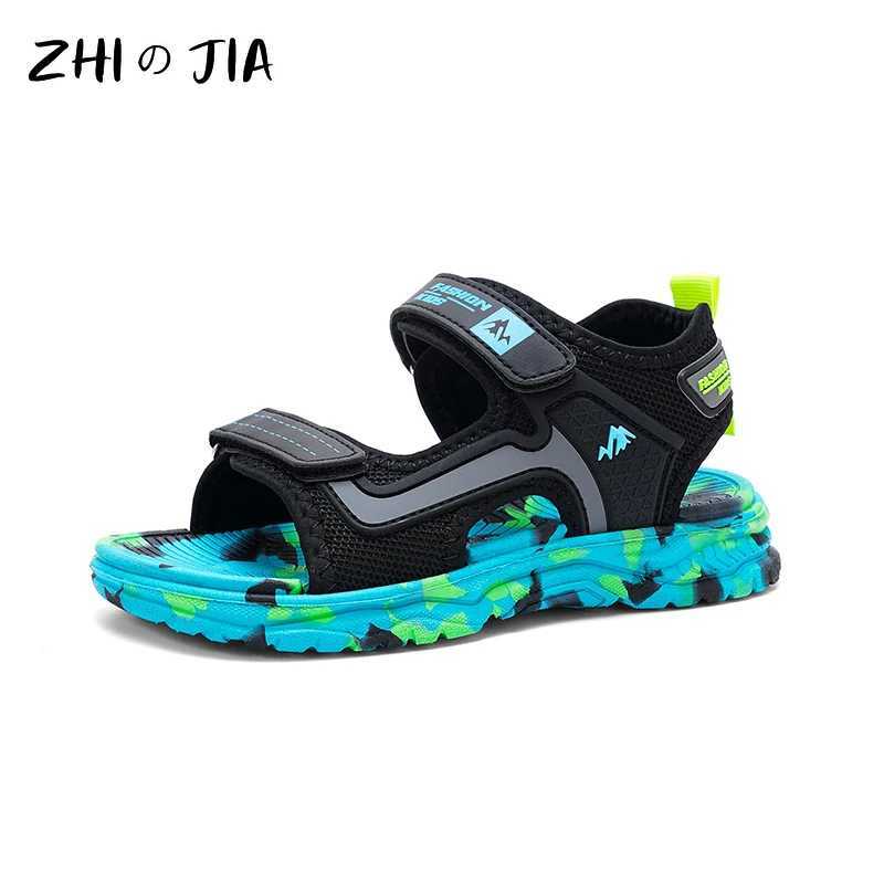 Summer popular hook and loop buckle camouflage beach sandals childrens sports sliders boys lightweight anti slip shoes Z250410