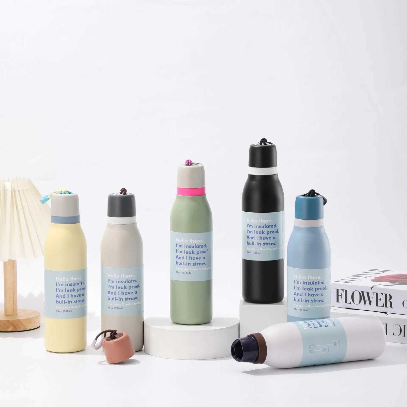 Fashionable cup aron Double-Layer Stainless Steel Vacuum Insated Travel Straw Cup Portable Outdoor Fashionable Simple Design with Rope Y251110