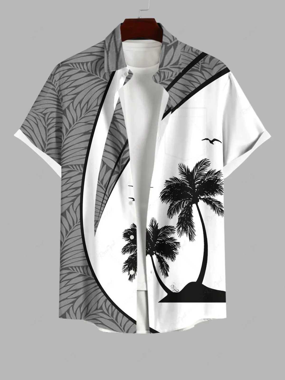 Hawaiian mens 3D printed shirt button beach vacation shirt summer short sleeved shirt mens casual shirt X250410