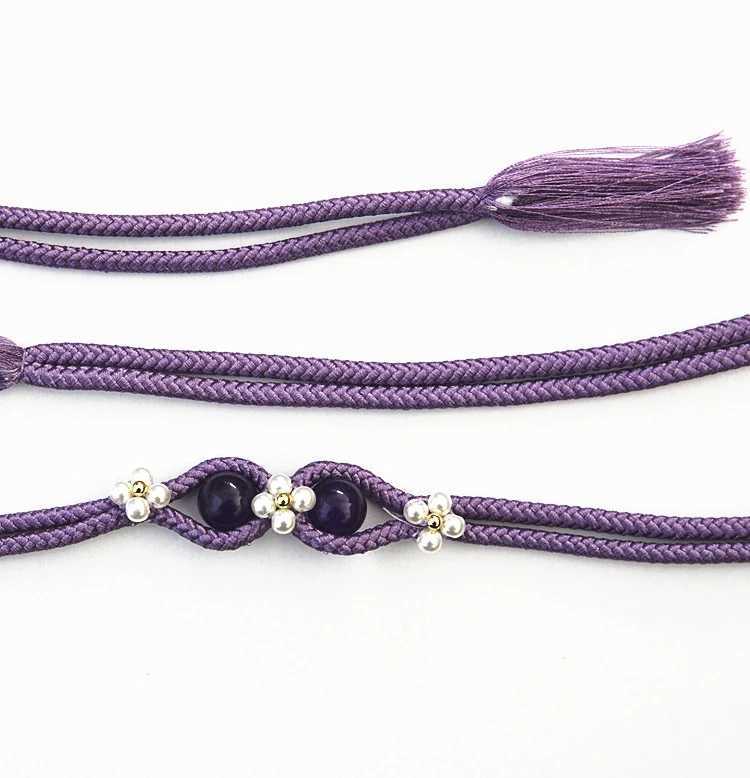Obi Jime - Agate bead waistband for Yukata formal kimono Mti traditional decorative belt- X250410