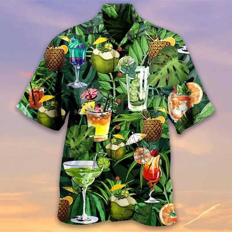 New mens 3D printed parrot short sleeved Cuban V-neck oversized Hawaii summer holiday beach top mens clothing X250410