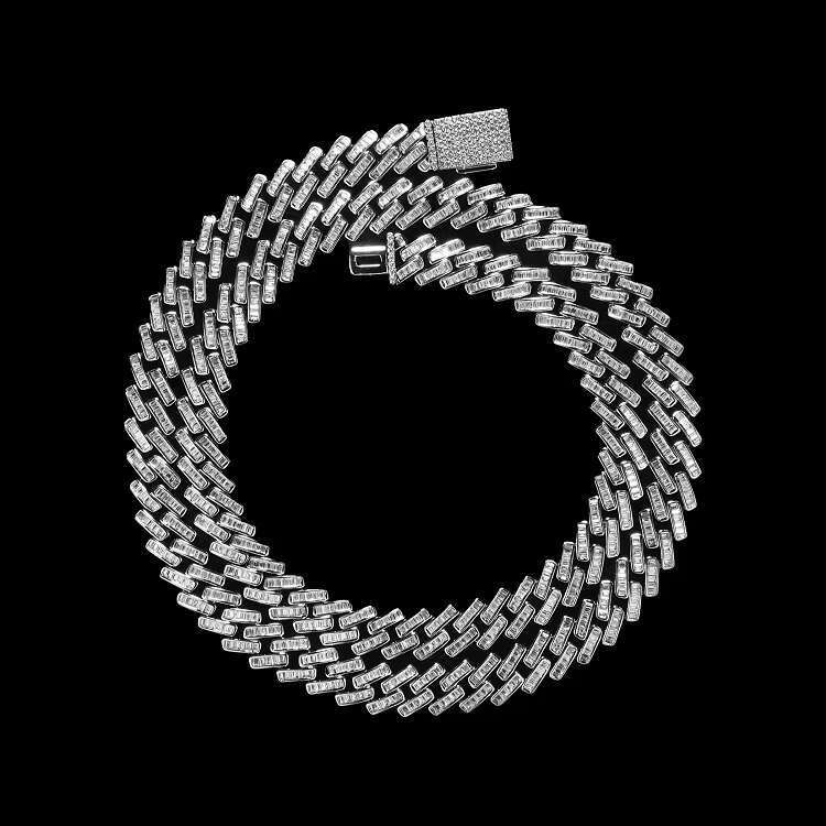 Custom 6mm 8mm White Gold Plated Sterg Sier Cuban k Necklace Iced Out Zirconia Jewelry for Men Women Gift