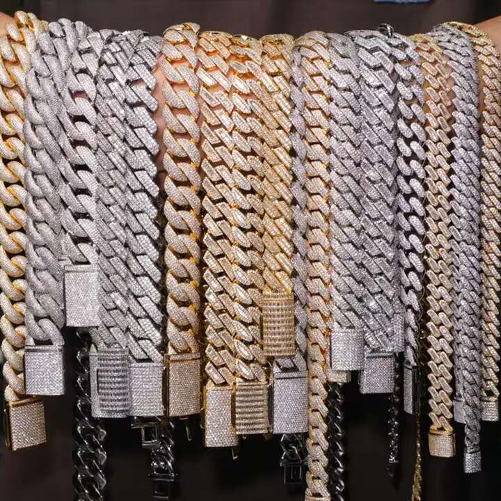 Fine Jewelry Hip Hop 925 Sterling Silver Vvs Moissanite Diamond Iced Out Miami Cuban Link Chain Necklace for Men