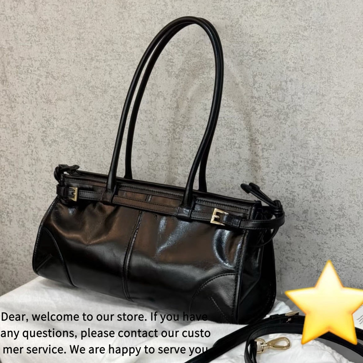 New Black Fashion Trendy Designer Bag Oil Wax Leather Exquisite Luxury Handbag Soft Leather Underarm Bag Spicy Girl Motorcycle Bag Women Shoulder Bag