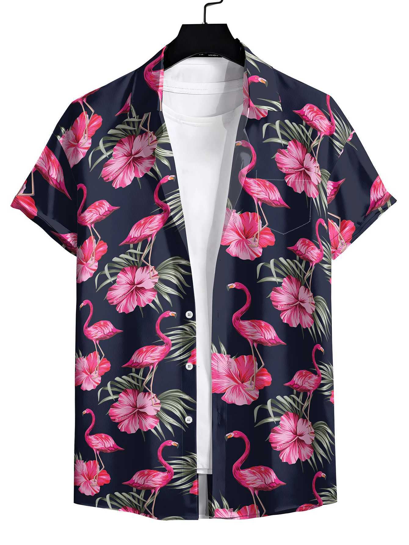 Clilsmap Mens Hawaiian Shirt Summer Beach Casual Short Sleeve Button Down Shirt Tropical Holiday Beach Shirt with Pocket X250410
