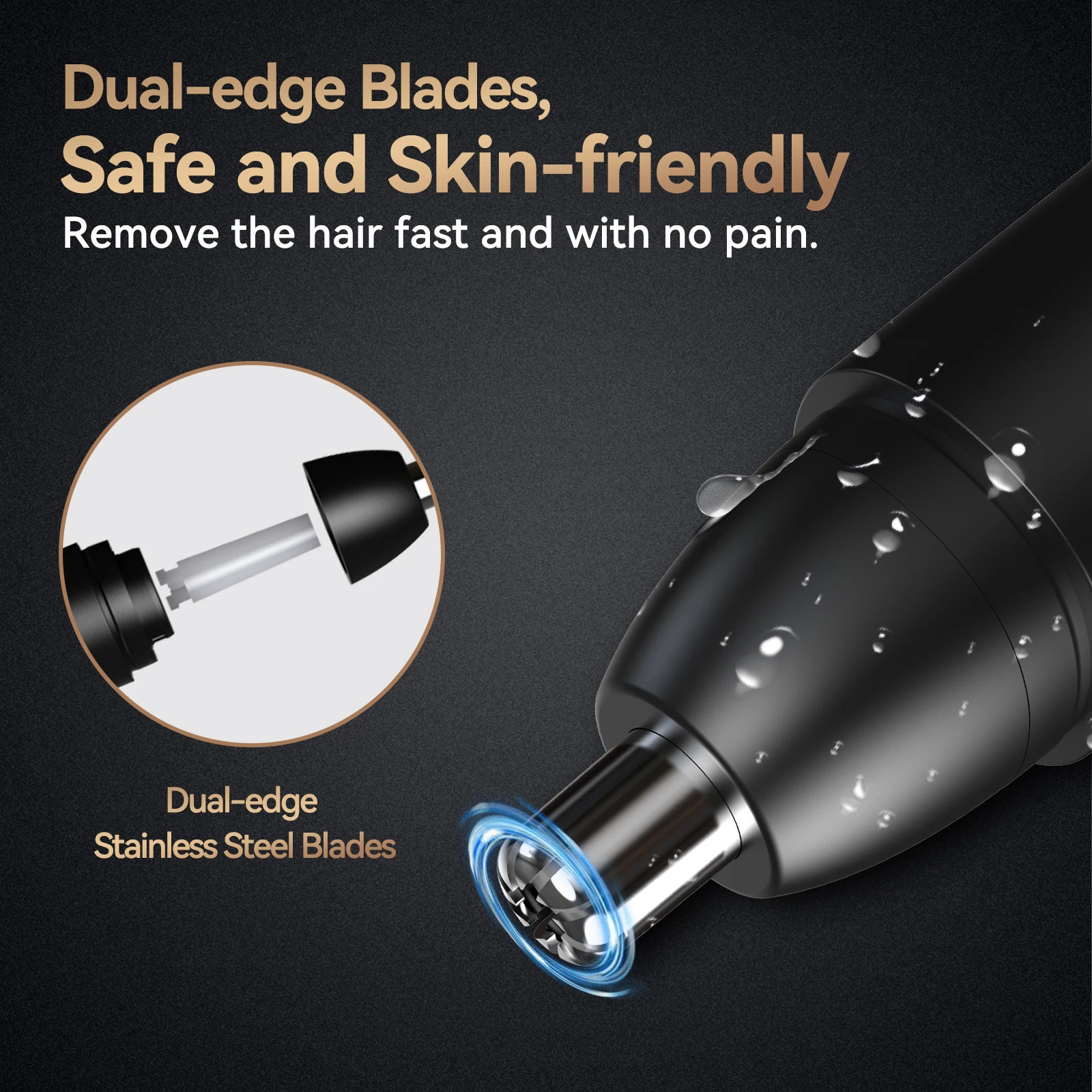 MAXGROOM Nose Hair Trimmer for Men Rechargeable 360 Rotating Dual-Blade Electric Shaver Eyebrows Nose Hair Trimmer Painless Safe 250410